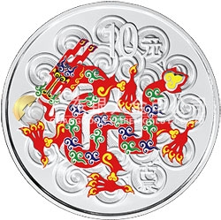 2012中國壬辰（龍）年金銀紀念幣1盎司圓形銀質(zhì)彩色紀念幣