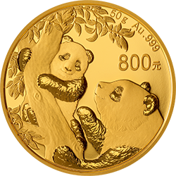 2021版熊貓金銀紀(jì)念幣50克圓形金質(zhì)紀(jì)念幣