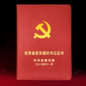 2015年10月制作　安康市委優秀基層黨組織書記榮譽證書獎狀制作