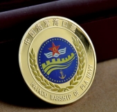 中國(guó)海軍海口艦純金紀(jì)念幣,金銀幣定做,金幣定制
